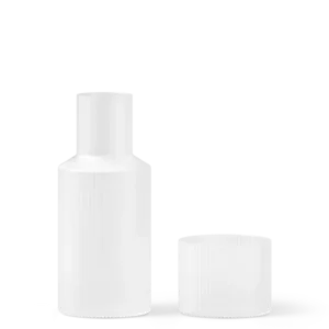Ripple Carafe Set small in frosted, ribbed carafe with matching glass