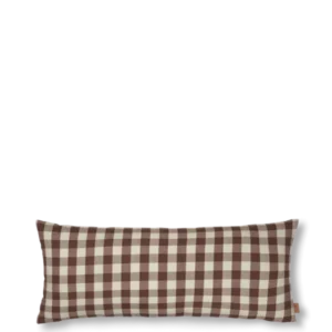Bothy Check Cushion in cinnamon/grey green, long rectangular checked cushion