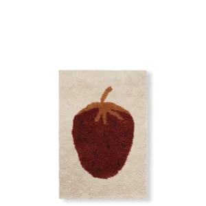 Fruiticana Tufted Strawberry Rug with red strawberry motif on a cream tufted ground