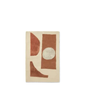 Bloco Tufted Rug in blush and off-white with abstract tufted shapes