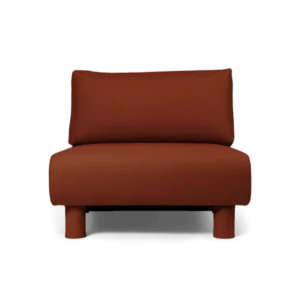 Dase Sofa Center in Tonus red brown with upholstered legs