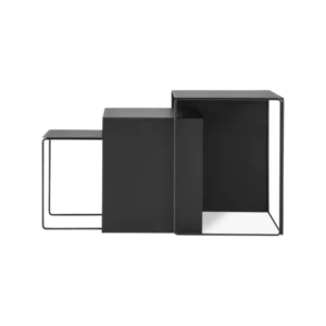 Cluster Tables set of 3 in black, three nested square tables in graduated heights