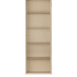 Haze Wall Cabinet Tall in cashmere with reeded glass door and three shelves