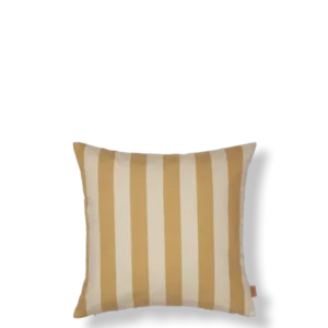 Strand Outdoor Cushion in warm yellow/parchment with broad vertical stripes