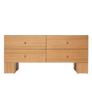 Kuben Drawers 2x2 in natural oak veneer with four drawers and cube feet