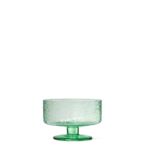 Oli Dessert Cup in recycled clear, footed bowl with tiny air bubbles