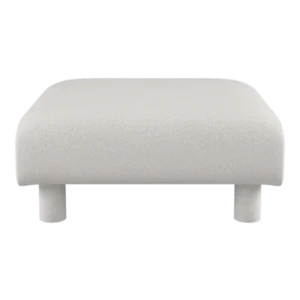 Dase Ottoman in off-white/sand soft bouclé with upholstered legs