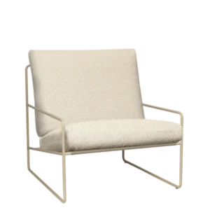 Desert 1-seater in cashmere with off-white bouclé cushions