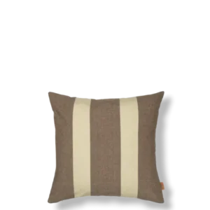 Strand Outdoor Cushion in carob brown with wide parchment stripes