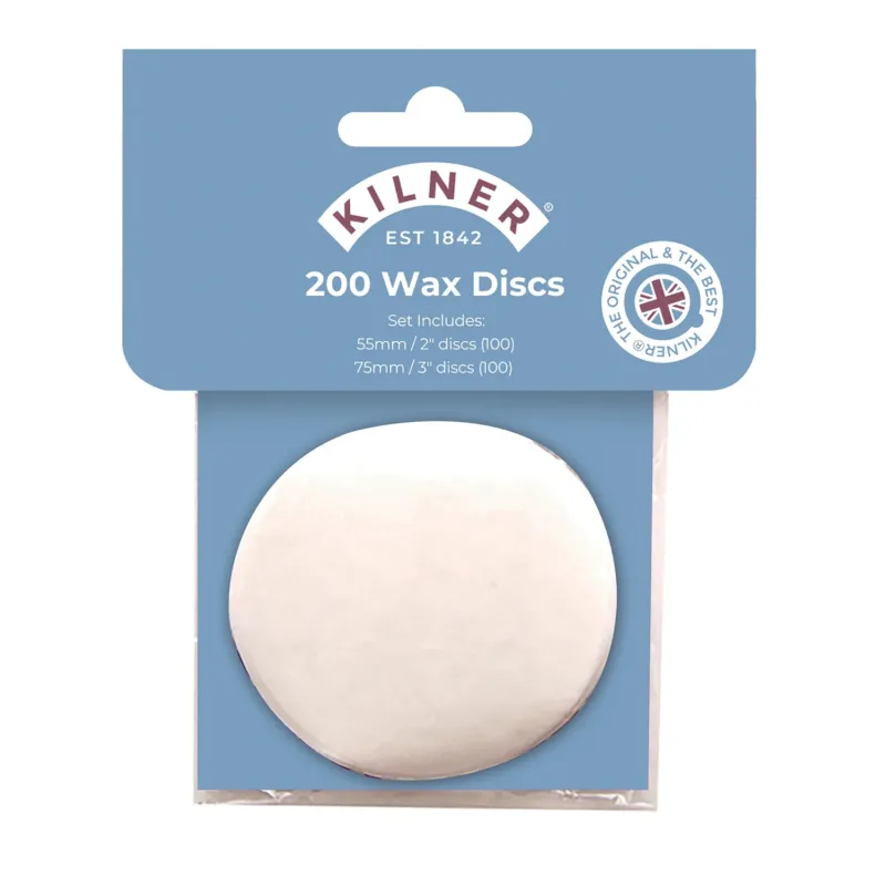 White KILNER wax tablets, 200 pieces, small wax discs for crafts and candle making, shown in a close-up image.