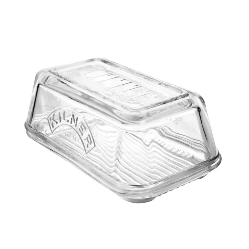 KILNER glass butterglocke covering 250g of butter, clear design, showcasing the elegant butter storage and presentation.