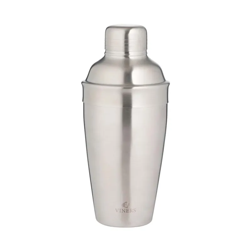 VINERS stainless steel cocktail shaker with a sleek silver finish, perfect for mixing drinks in style.