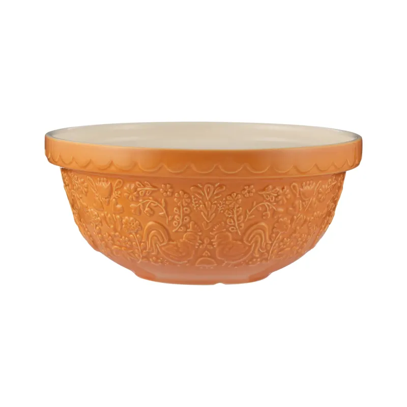 Mason Cash orange ceramic mixing bowl from the Home to Roost collection, with a smooth finish and sturdy design.