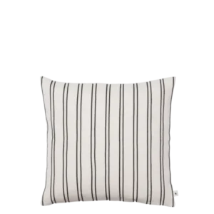 Twill Cushion in off-white with black vertical stripes