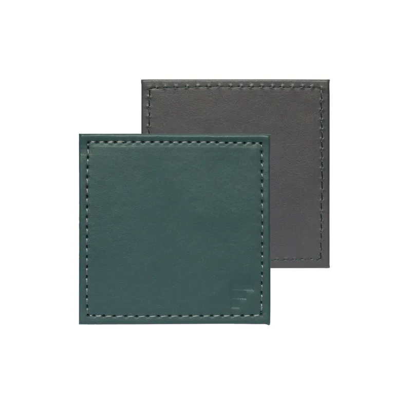 Set of four Freeform Untersetzer in petrol and anthracite, round coasters for protecting surfaces from hot and cold drinks.