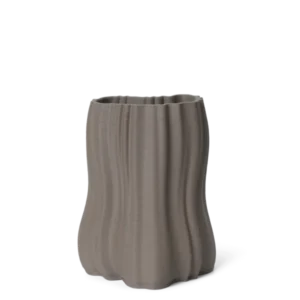 Moire Vase in anthracite, small, with ridged wavy body