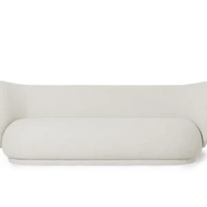 Rico Sofa 3-seater in off-white bouclé with curved back and rounded seat