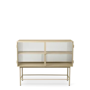 Haze Sideboard in cashmere with reeded glass doors on a slim frame