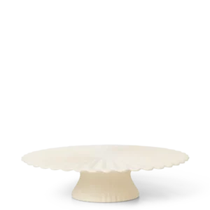 Fountain Cake Stand in off-white with pleated scalloped top and fluted base