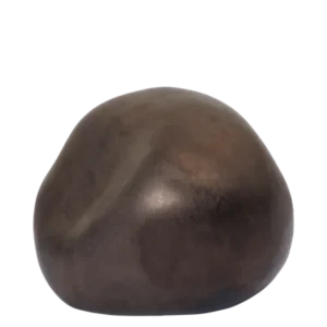 Bellure Piece in rustic bronze, rounded stone-like sculptural form