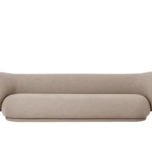 Rico Sofa 4-seater in sand bouclé with curved back and rounded seat