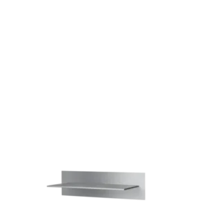 Lager Wall Shelf single small in aluminium with backplate, seen at an angle