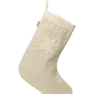 Vela Christmas Stocking in natural with hand-appliquéd star and hanging loop