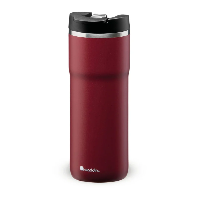 ALADDIN Barista thermobecher in burgundy with 470ml capacity, stainless steel travel mug with lid and thermal insulation.