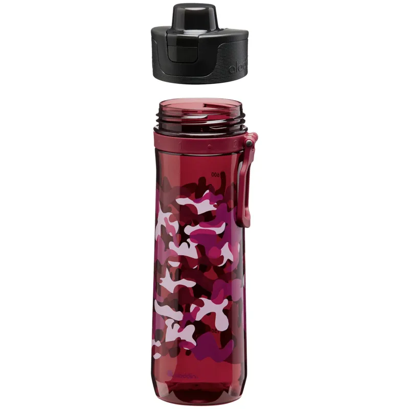ALADDIN burgundy sports tracker water bottle, 80ml capacity, with sleek design and ergonomic features for active hydration.