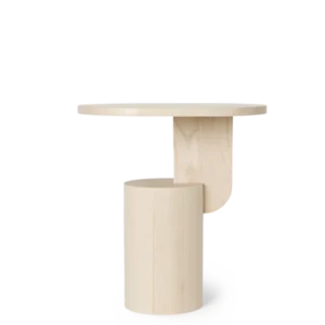 Insert Side Table in natural ash with oval top and cylinder base