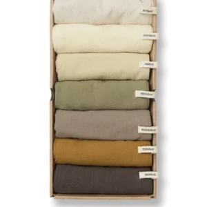 Day Tea Towel set of 7 in Calm, rolled in a box with woven day labels