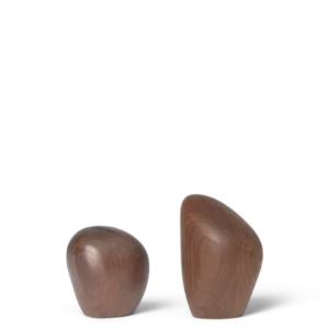 Cairn Salt and Pepper Shakers in dark brown, set of 2 sculpted rounded forms