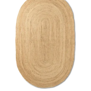 Eternal Oval Jute Rug in natural, braided jute seen from above