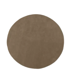 Stille Tufted Rug in ash brown, round with a dense pile, seen from above