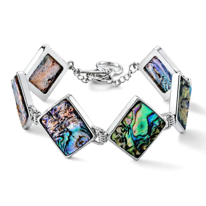 Abalone Muschel flexibles (19-20cm) Armband, Messing und Legierung - 84 ct.