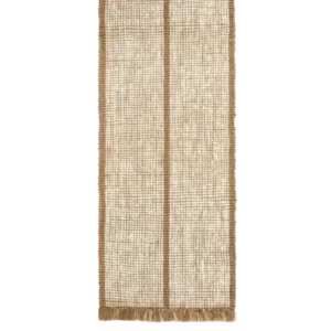 Athens Stripes Runner in natural/off-white, handwoven jute with fringed ends, from above