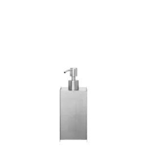 Sama Soap Dispenser in brushed stainless steel with square body and pump top
