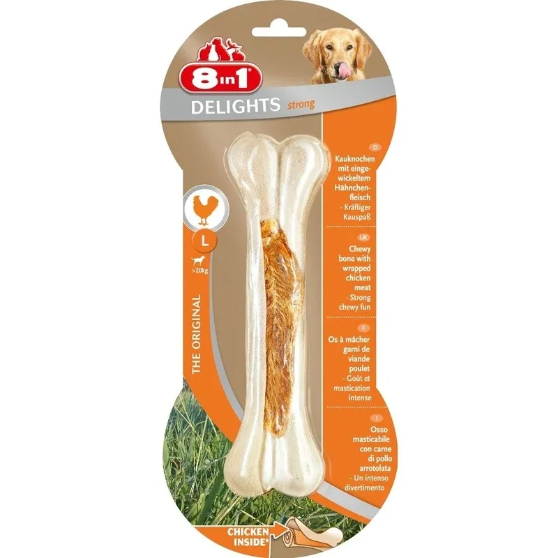 8in1 Delights Kauknochen extra Strong – L, für große und riesige Hunde ab 20kg, 1 Stück