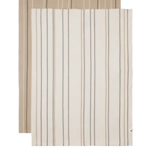 Ito Tea Towel set of 2 in parchment and cashmere with woven stripes