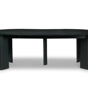 Bevel Table in black oiled beech with two extension leaves in use