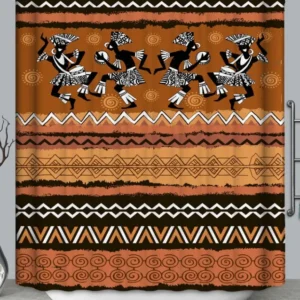African Design Shower Curtains with Four Dancing Men