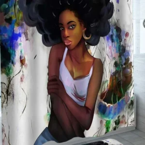 Art Painting Beautiful Black Girl Shower Curtain