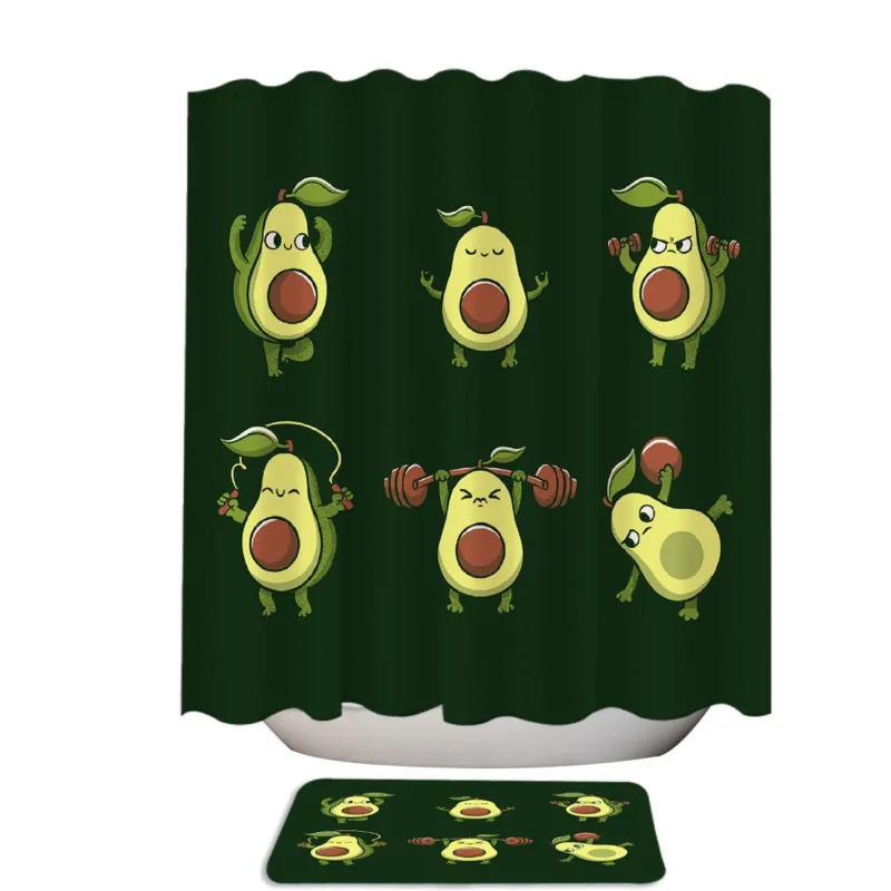 Avocardio Funny Avocado Workout Shower Curtain
