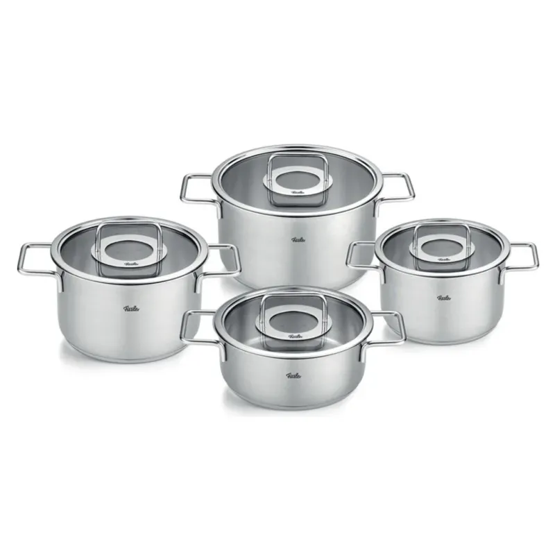 Batería 4 piezas acero inoxidable con tapa de cristal Pure Collection Fissler-