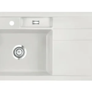 SYSTEMCERAM Einbauspüle Bela 100 F Be. Li Alu 76 inkl. Handbetätigung, für 60 cm Schrankbreite, Spüle zum flächenbündigen Einbau, inkl. 4 x Eckradien R 10 Auflage Becken links 55210176