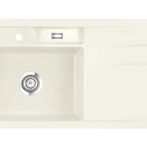 SYSTEMCERAM Einbauspüle Bela 100 F Be. Li Jasmin 19 inkl. Handbetätigung, für 60 cm Schrankbreite, Spüle zum flächenbündigen Einbau, inkl. 4 x Eckradien R 10 Auflage Becken links 55210119