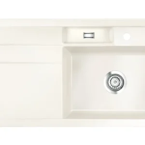 SYSTEMCERAM Einbauspüle Bela 100 Be. Re. Magnolie 10 inkl. Excenterbetätigung, für 60 cm Schrankbreite, Einbauspüle Auflage Becken rechts 50200210
