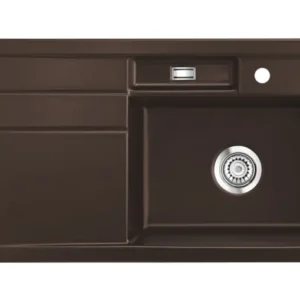 SYSTEMCERAM Einbauspüle Bela 100 Be. Re. Siena 65 inkl. Handbetätigung, für 60 cm Schrankbreite, Einbauspüle Auflage Becken rechts 50200165
