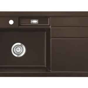 SYSTEMCERAM Einbauspüle Bela 100 Be. Li. Siena 65 inkl. Excenterbetätigung, für 60 cm Schrankbreite, Einbauspüle Auflage Becken links 50210265