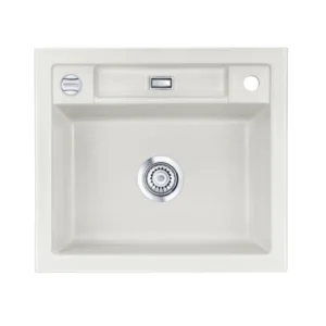 SYSTEMCERAM Einbauspüle Bela 57 F Alu 76 inkl. Excenterbetätigung, für 60 cm Schrankbreite, Spüle zum flächenbündigen Einbau, inkl. 4 x Eckradien R 10 Auflage keine Beckenlage 55160276